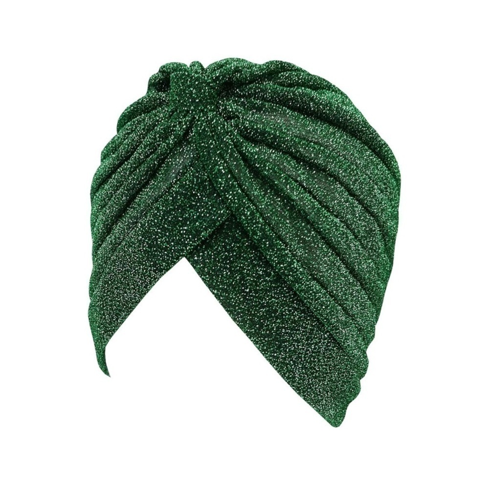Pleated turban. Green glitter. NWOT